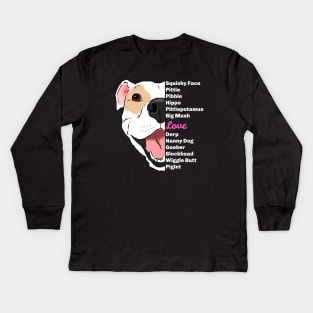 Pittie Lover, Pitbull Lover, Pittie Mama, Funny Pitbull Kids Long Sleeve T-Shirt